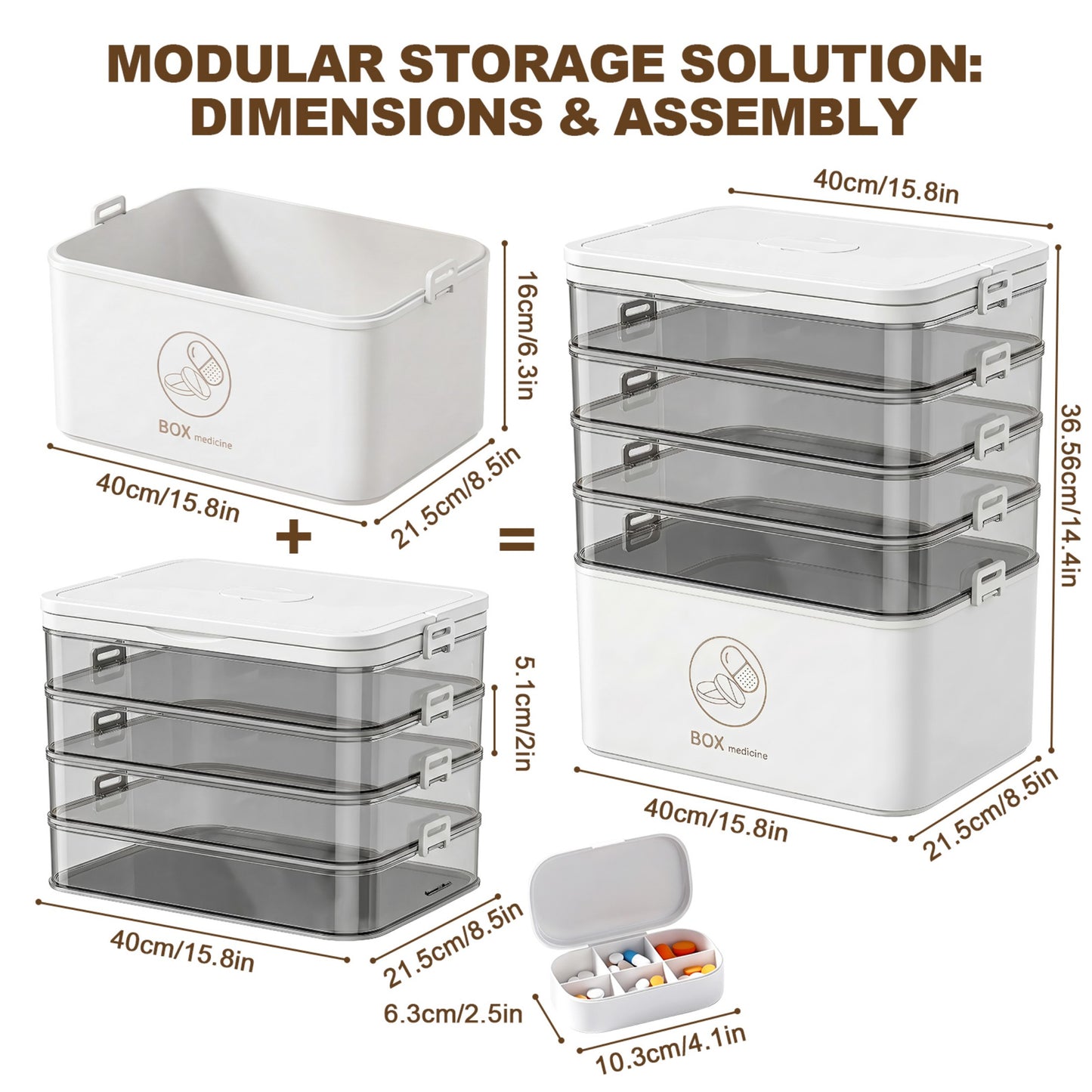 Asnews Large Medicine Organizer Box With Free Travel Pill Case – Portable First Aid Kit, Clear Medicine Storage With Handle & Secure Latch For Home