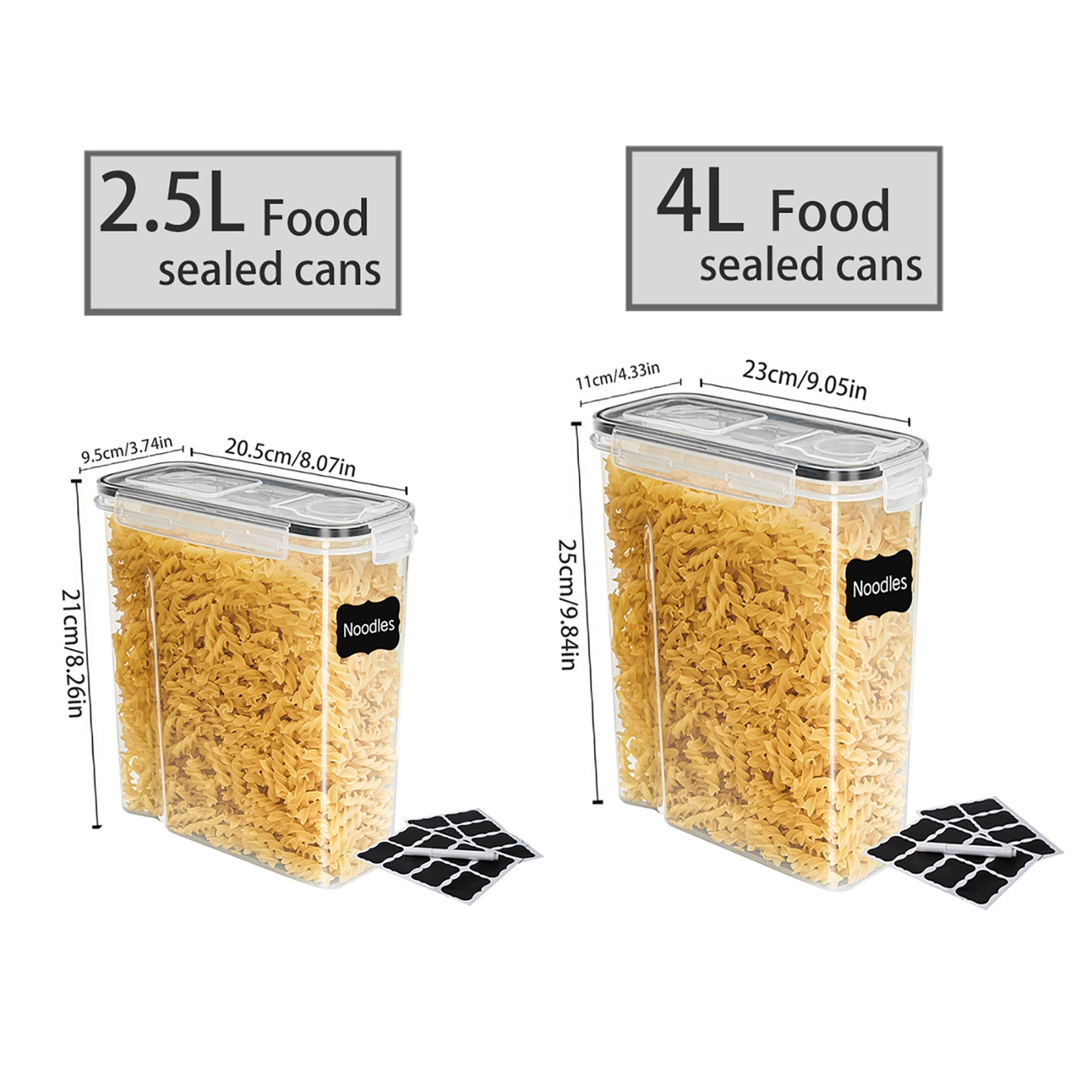 YHIPL Kitchen Cereal Containers Storage Set with Lids – 4 Pack 2.5L/84.53OZ Airtight Food Storage Containers