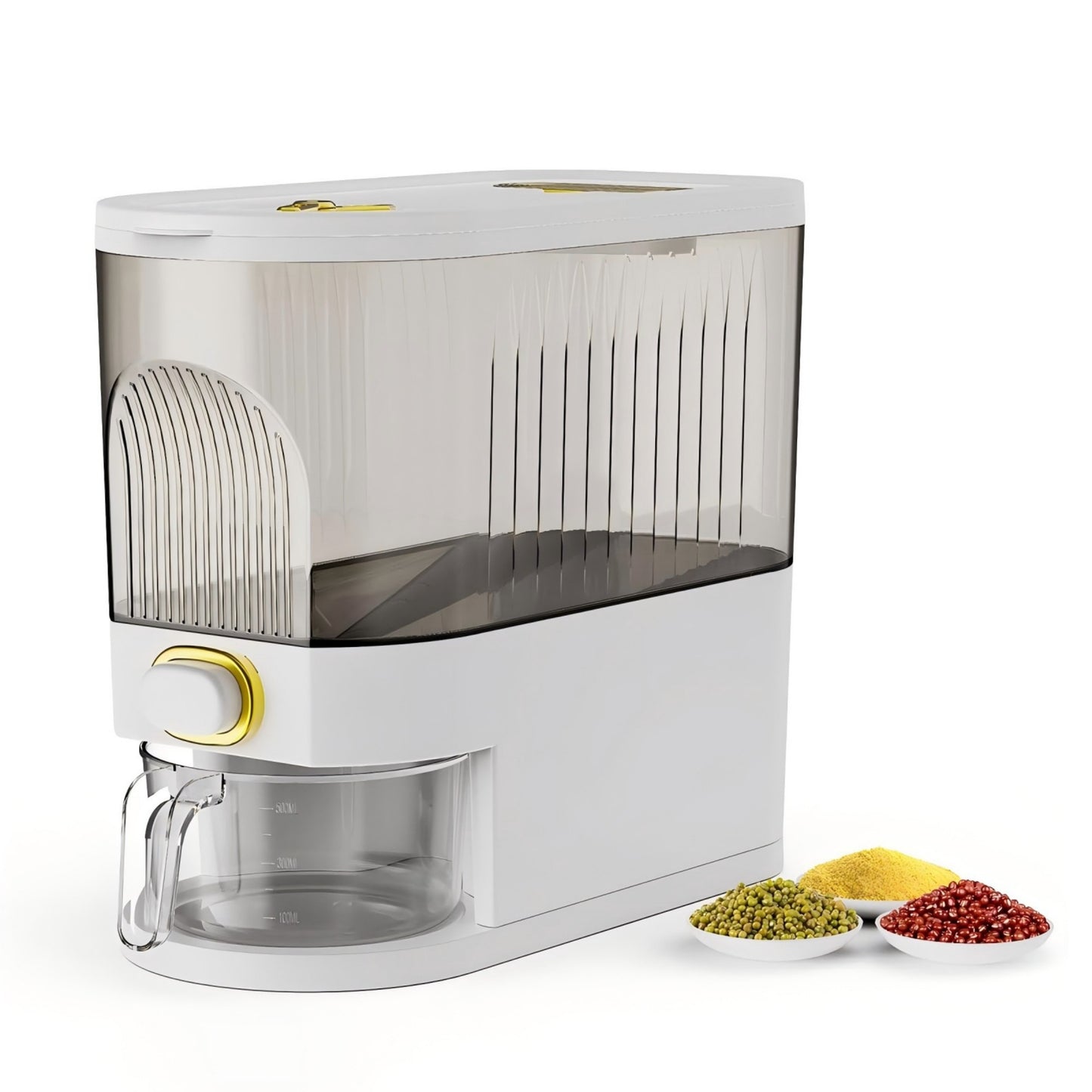 Asnews 5.5/11/22 Lbs Rice Dispenser Storage With Date Tracker & Spice Box, Bpa-Free Clear Rice Holder Dispenser, Cereal Dispenser For Pantry For Rice, Quinoa, Corn, Beans, And Other Small Grains