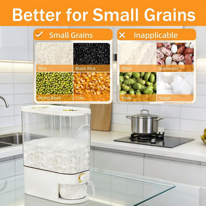 Asnews 5.5/11/22 Lbs Rice Dispenser Storage With Date Tracker & Spice Box, Bpa-Free Clear Rice Holder Dispenser, Cereal Dispenser For Pantry For Rice, Quinoa, Corn, Beans, And Other Small Grains
