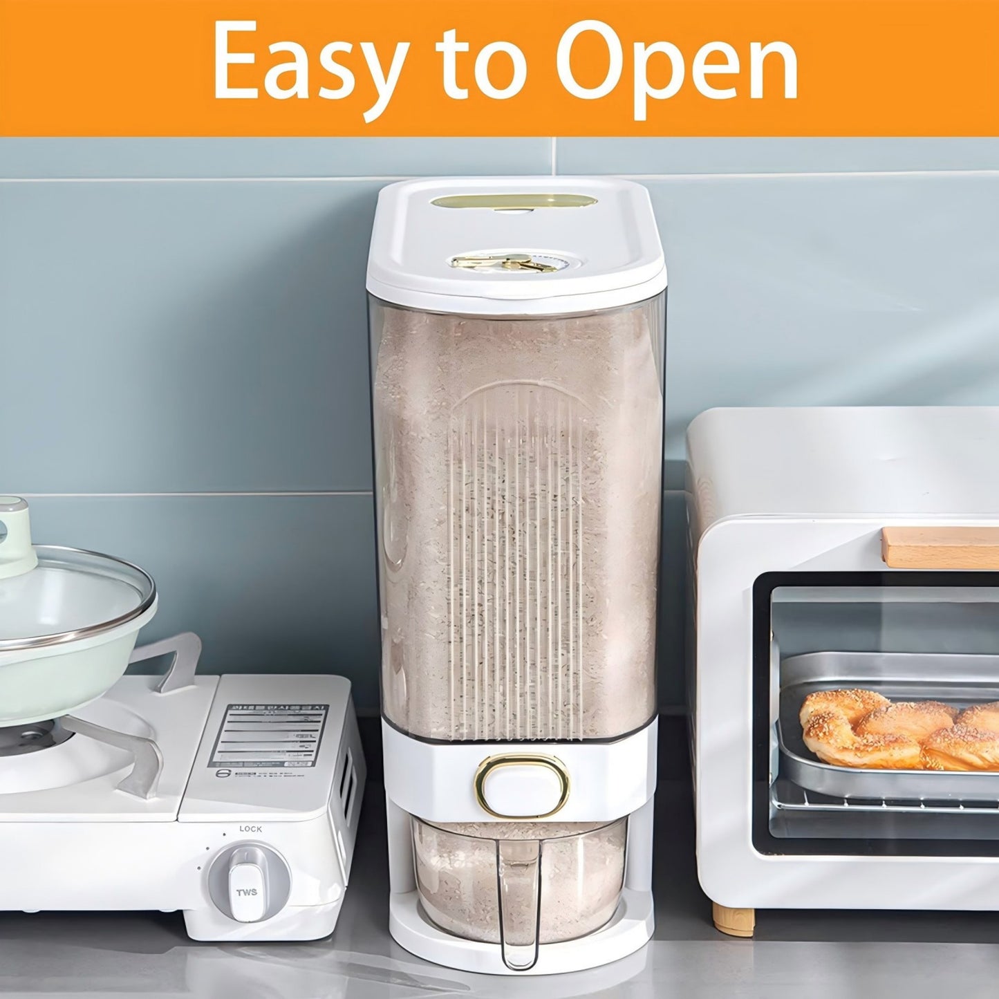 Asnews 5.5/11/22 Lbs Rice Dispenser Storage With Date Tracker & Spice Box, Bpa-Free Clear Rice Holder Dispenser, Cereal Dispenser For Pantry For Rice, Quinoa, Corn, Beans, And Other Small Grains