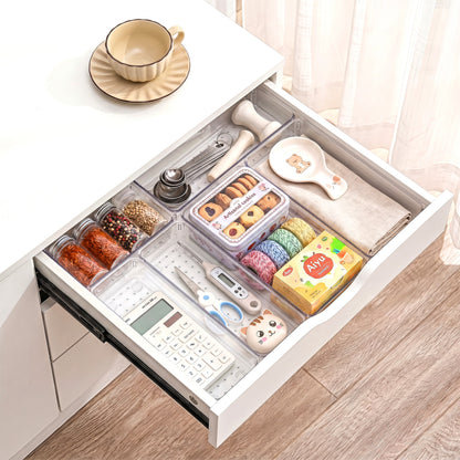 YHIPL 13 Pcs Plastic Drawer Organizers Set, Desk and Makeup Trays, Organizer Tray for Office & Bedroom, Bathroom