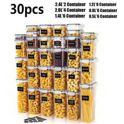 YHIPL 24 PCS Airtight Food Storage Containers with Lids, Kitchen Storage Container for Cereal, Dry Food, Flour and Sugar, BPA-Free, Includes 24 Labels