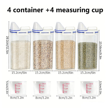 Asnews 5.5/11/22 Lbs Rice Dispenser Storage With Date Tracker & Spice Box, Bpa-Free Clear Rice Holder Dispenser, Cereal Dispenser For Pantry For Rice, Quinoa, Corn, Beans, And Other Small Grains