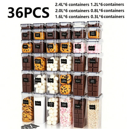 YHIPL 36PCS Airtight Food Storage Containers with Lids, Plastic Kitchen and Pantry Organization Canisters