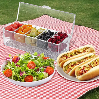 YHIPL 5-Compartment Salad Bowl Set with Lid – Portable BPA-Free Food Container for Fruit, Veggies & Snacks, Perfect for BBQ, Picnic & Travel