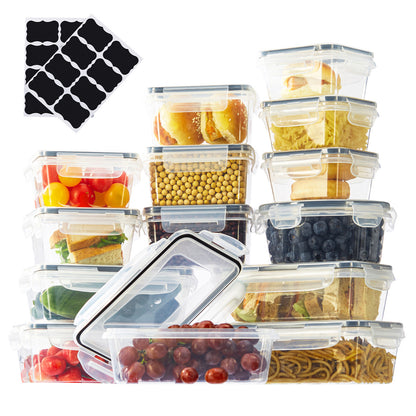 Asnews 24/48 PCS Food Storage Containers with Lids (12/24 Containers & 12/24 Lids), Reusable Plastic Food Containers for Kitchen Storage and Organization, Leakproof Meal Prep Container with Labels & Pen