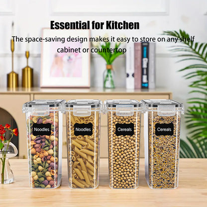 YHIPL Kitchen Cereal Containers Storage Set with Lids – 4 Pack 4L/135.2OZ Airtight Food Storage Containers for Pantry Organization and Storage