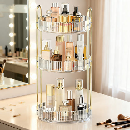 YHIPL 360° Rotating Adjustable Makeup Organizer, with Sturdy Metal Frame