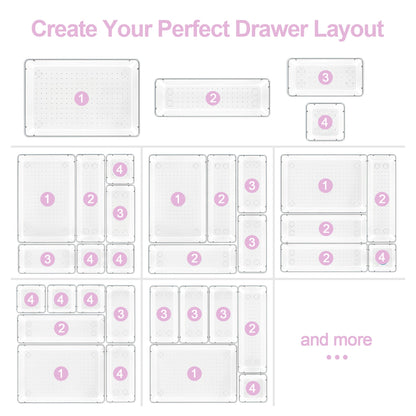 YHIPL 25 Pcs Plastic Drawer Organizers Set, Desk and Makeup Trays, Organizer Tray for Office & Bedroom, Bathroom