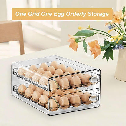 Asnews 40/60 Eggs Organizer for Refrigerator, Large Egg Holder for Fridge, Clear Plastic Container Drawer for Egg