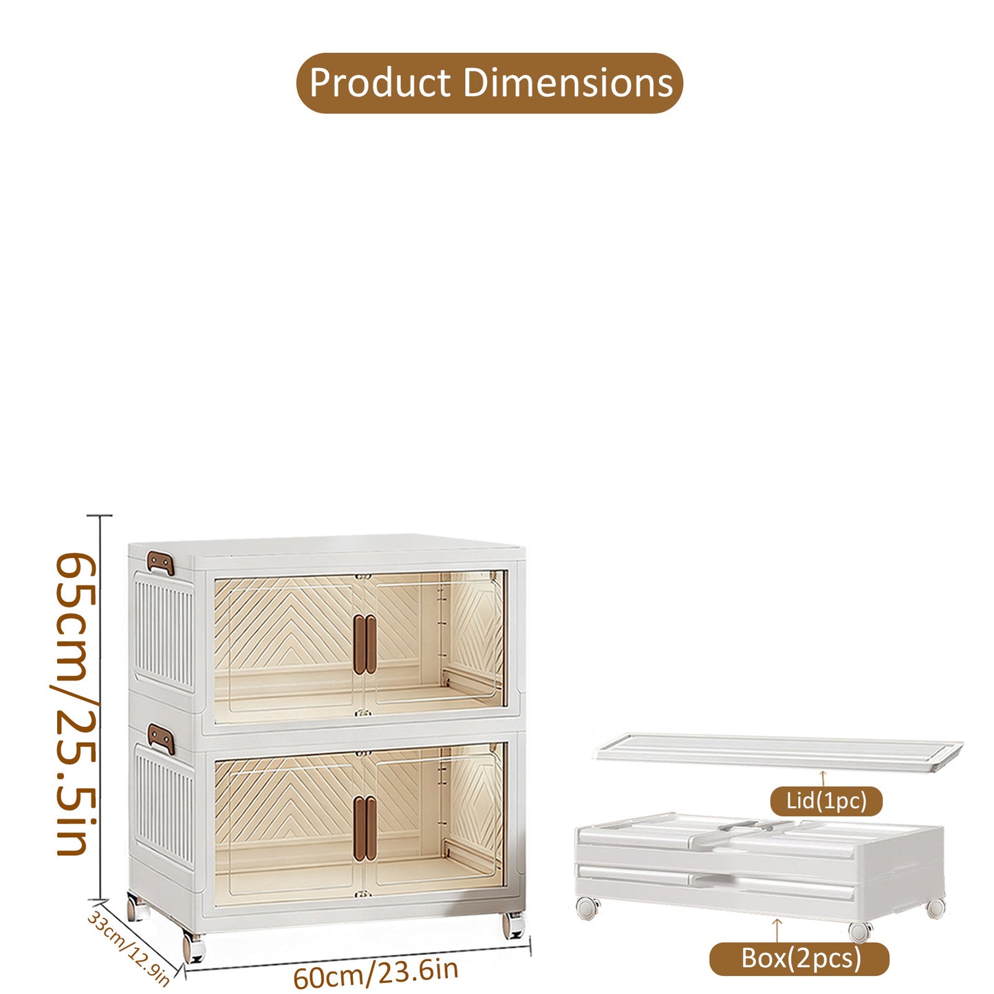 YHIPL Stackable Storage Bins with Lids & Magnetic Doors,  Foldable Storage Cabinet with Wheels, Transparent Plastic Storages Drawers for Bedrooms, Living Rooms, and Studies