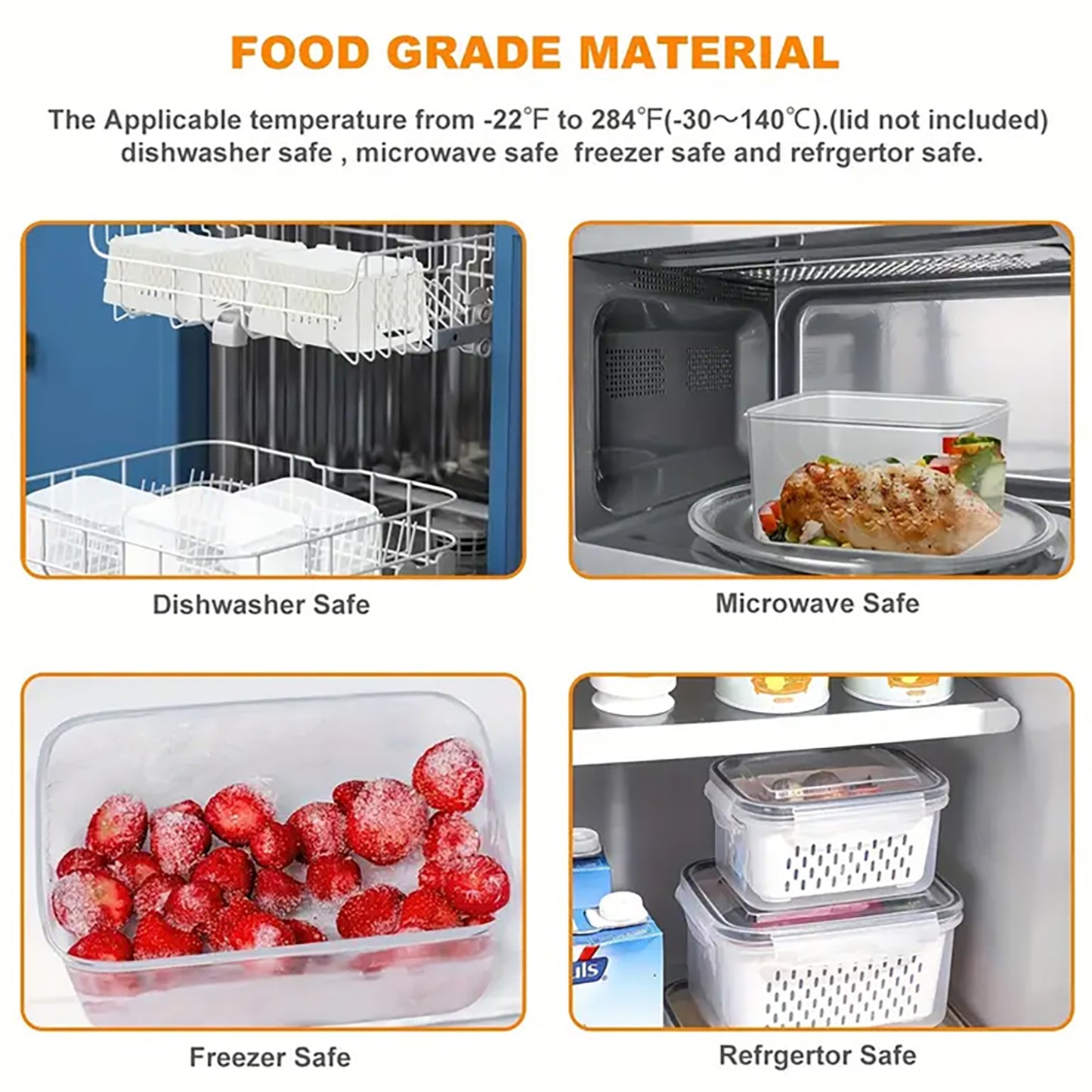 Asnews 3Pcs Large Fruit Containers for Fridge with Removable Colanders and Lids, Airtight Storage Container to Keep Berry Fruit Fresh, Dishwasher & microwave safe