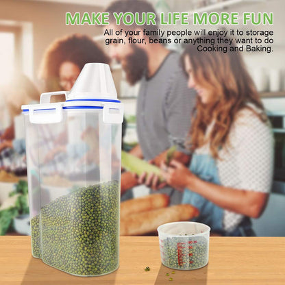 Asnews 5.5/11/22 Lbs Rice Dispenser Storage With Date Tracker & Spice Box, Bpa-Free Clear Rice Holder Dispenser, Cereal Dispenser For Pantry For Rice, Quinoa, Corn, Beans, And Other Small Grains
