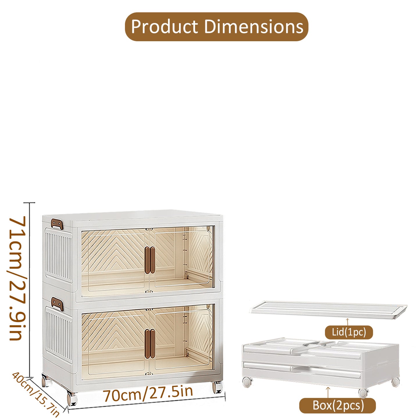 YHIPL Stackable Storage Bins with Lids & Magnetic Doors,  Foldable Storage Cabinet with Wheels, Transparent Plastic Storages Drawers for Bedrooms, Living Rooms, and Studies