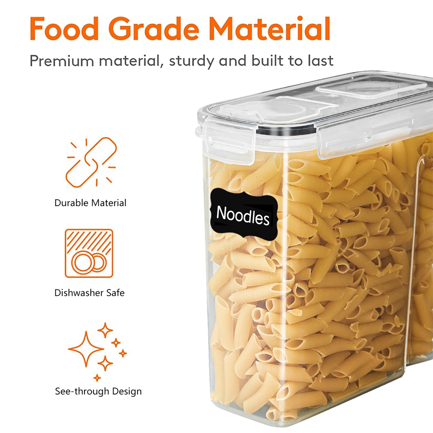 Asnews Kitchen Cereal Containers Storage Set with Lids – 4 Pack 2.5L/4L Airtight Food Storage Containers for Pantry Organization and Storage