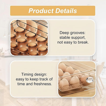 Asnews 40/60 Eggs Organizer for Refrigerator, Large Egg Holder for Fridge, Clear Plastic Container Drawer for Egg