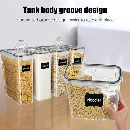 Asnews Kitchen Cereal Containers Storage Set with Lids – 4 Pack 2.5L/4L Airtight Food Storage Containers for Pantry Organization and Storage