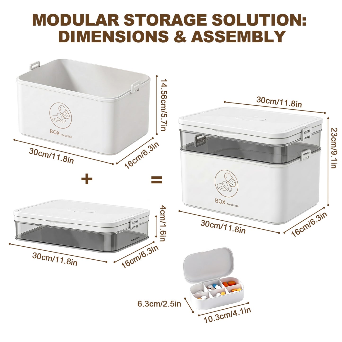Asnews Large Medicine Organizer Box With Free Travel Pill Case – Portable First Aid Kit, Clear Medicine Storage With Handle & Secure Latch For Home