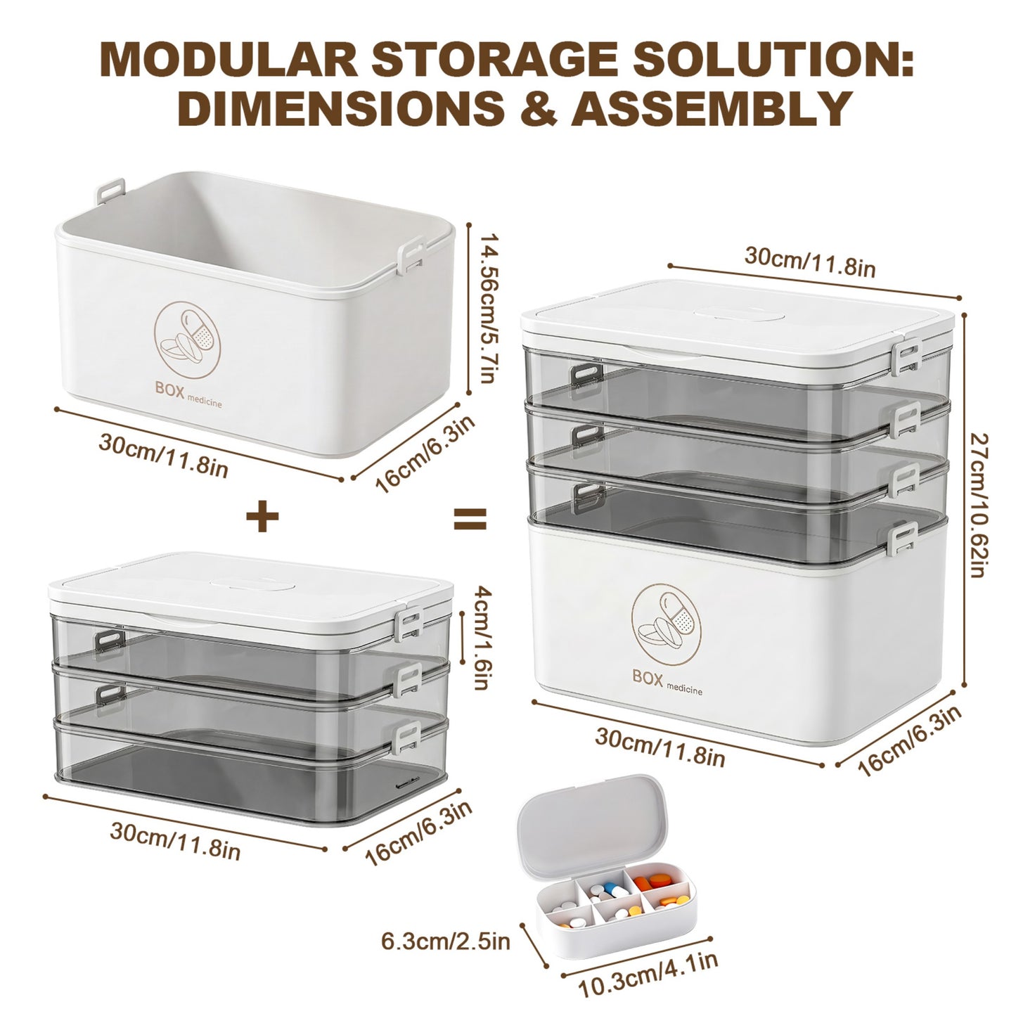 Asnews Large Medicine Organizer Box With Free Travel Pill Case – Portable First Aid Kit, Clear Medicine Storage With Handle & Secure Latch For Home