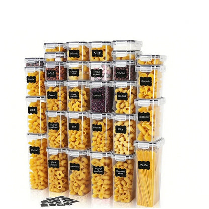 YHIPL 24 PCS Airtight Food Storage Containers with Lids, Kitchen Storage Container for Cereal, Dry Food, Flour and Sugar, BPA-Free, Includes 24 Labels