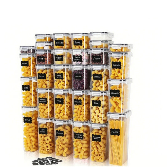 YHIPL 24 PCS Airtight Food Storage Containers with Lids, Kitchen Storage Container for Cereal, Dry Food, Flour and Sugar, BPA-Free, Includes 24 Labels