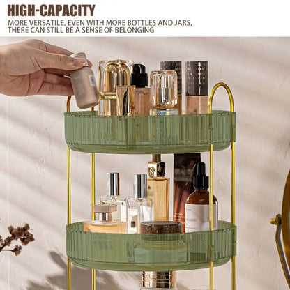 YHIPL 360° Rotating Adjustable Makeup Organizer, with Sturdy Metal Frame
