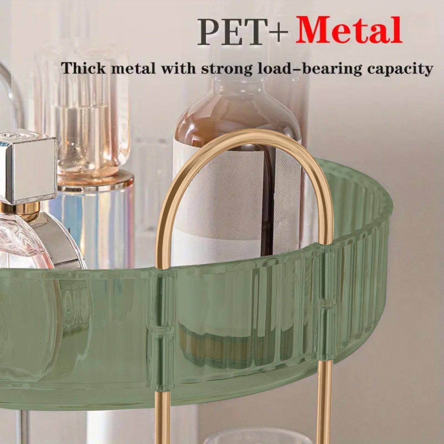 YHIPL 360° Rotating Adjustable Makeup Organizer, with Sturdy Metal Frame