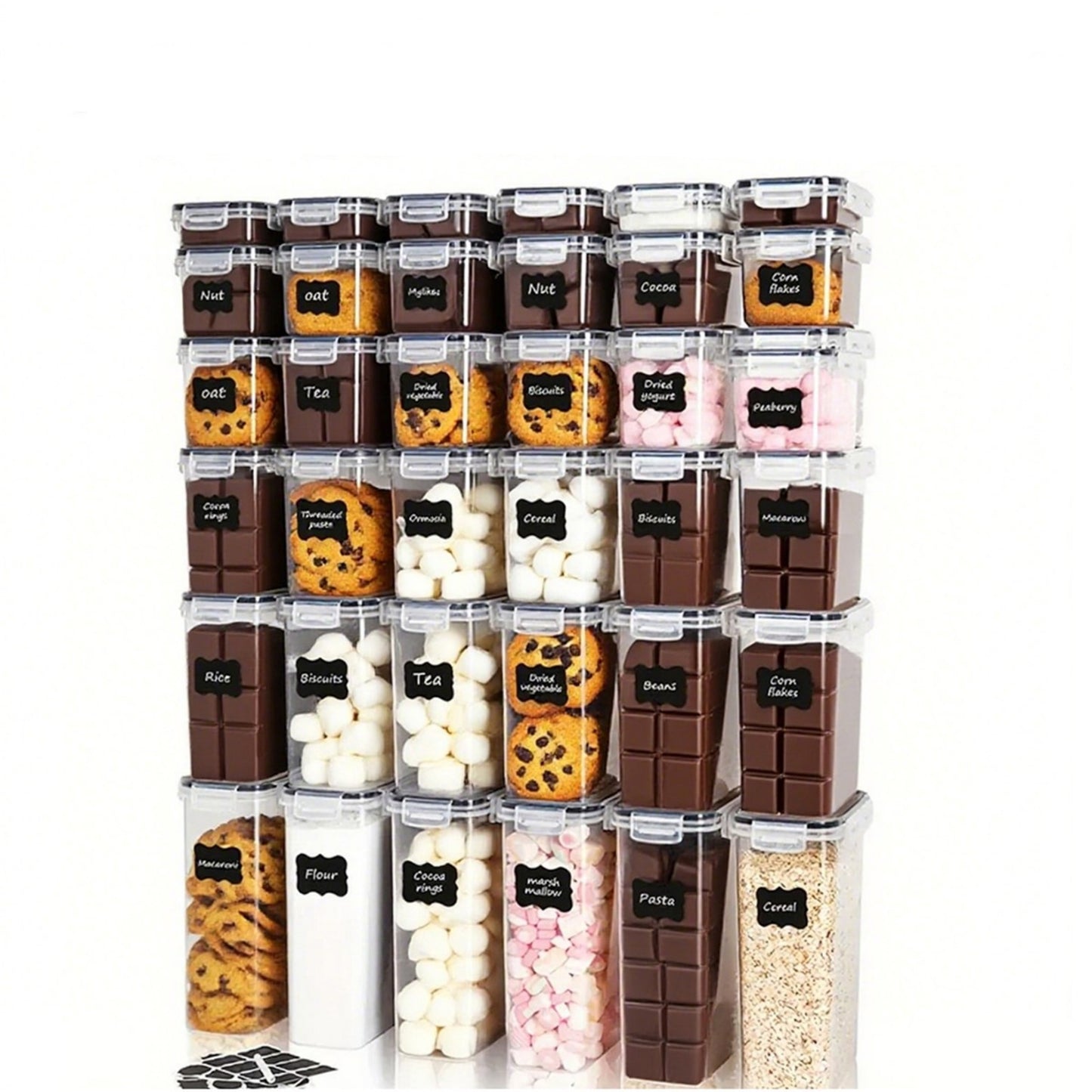 YHIPL 36PCS Airtight Food Storage Containers with Lids, Plastic Kitchen and Pantry Organization Canisters