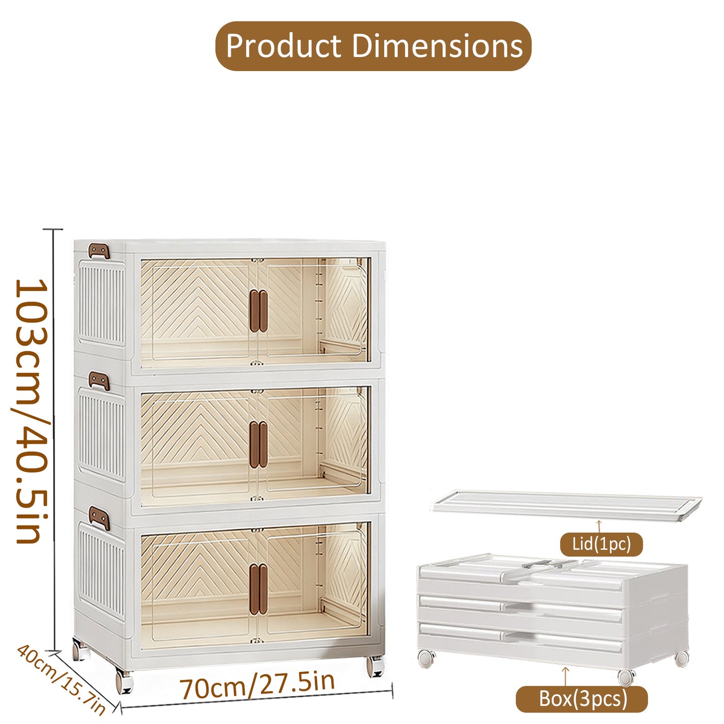 YHIPL Stackable Storage Bins with Lids & Magnetic Doors,  Foldable Storage Cabinet with Wheels, Transparent Plastic Storages Drawers for Bedrooms, Living Rooms, and Studies