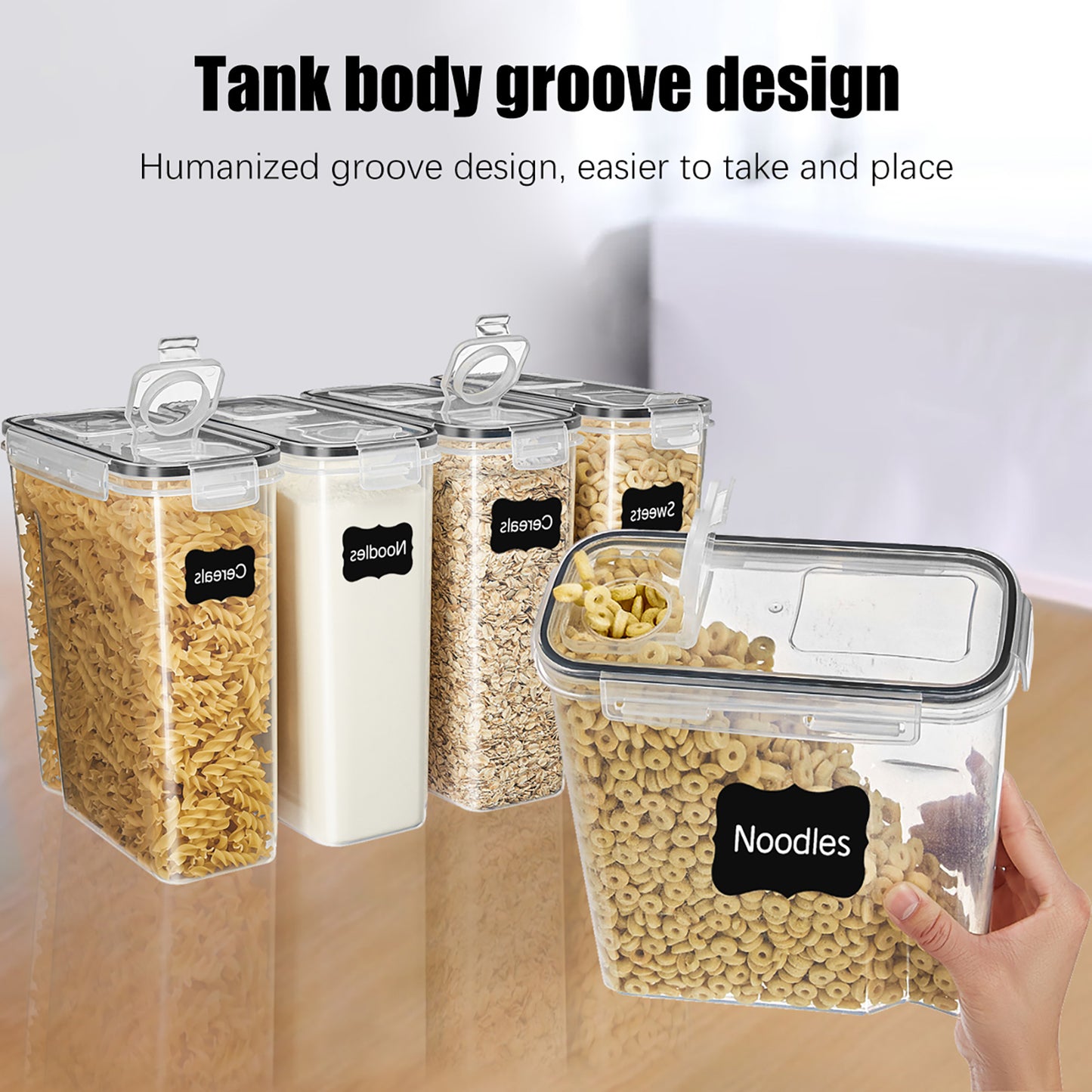 YHIPL Kitchen Cereal Containers Storage Set with Lids – 4 Pack 2.5L/84.53OZ Airtight Food Storage Containers