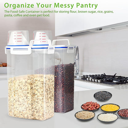 Asnews 5.5/11/22 Lbs Rice Dispenser Storage With Date Tracker & Spice Box, Bpa-Free Clear Rice Holder Dispenser, Cereal Dispenser For Pantry For Rice, Quinoa, Corn, Beans, And Other Small Grains