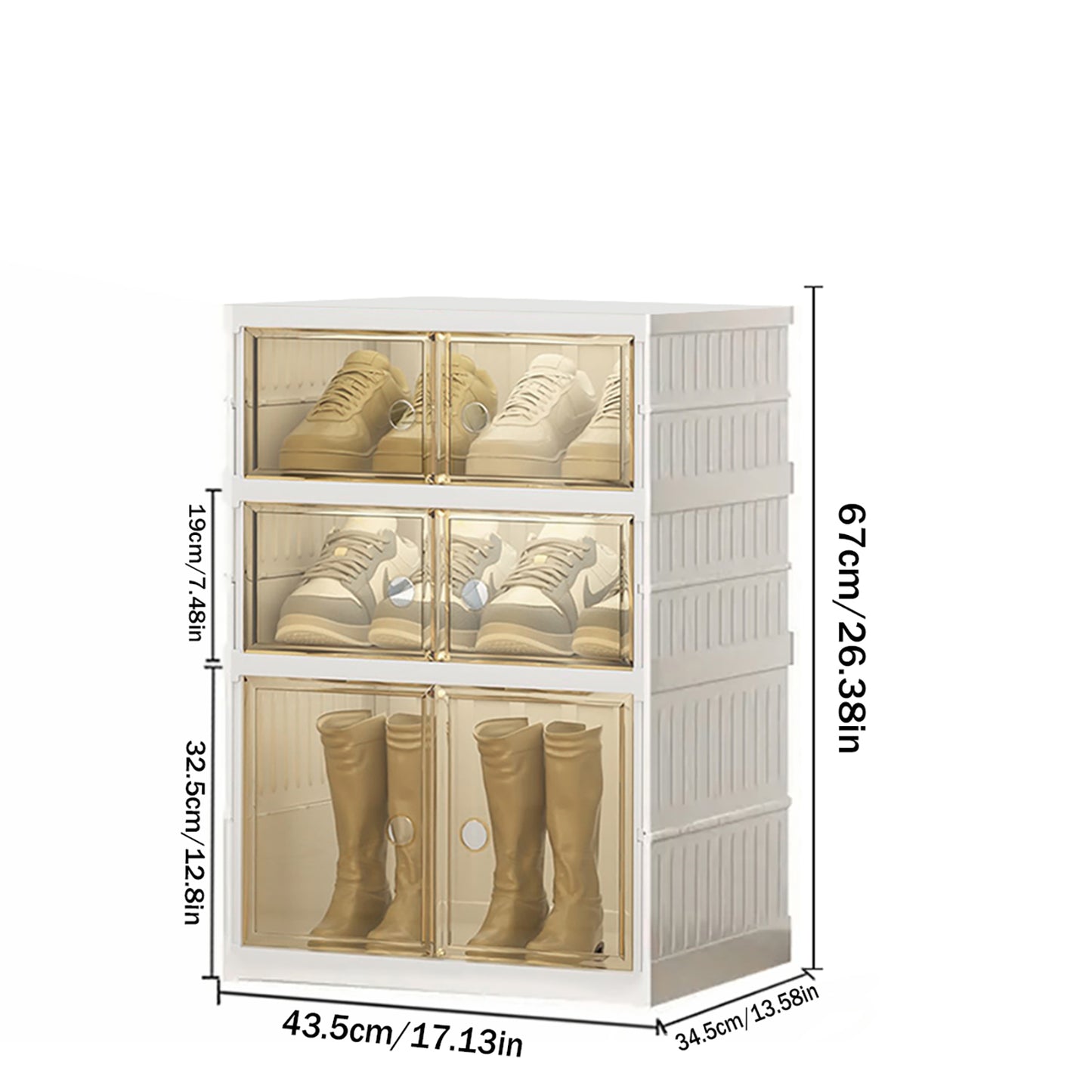 Asnews 3/6/9-Tier Foldable Shoe Organizer Storage Box, Portable Shoes Storage Cabinet with Cover, Magnetic Clear Door
