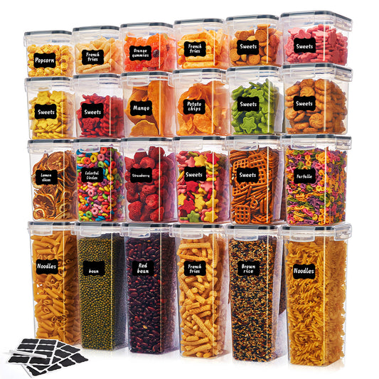 Asnews 24PCS Airtight Food Storage Containers with Lids, Plastic Kitchen and Pantry Organization Canisters