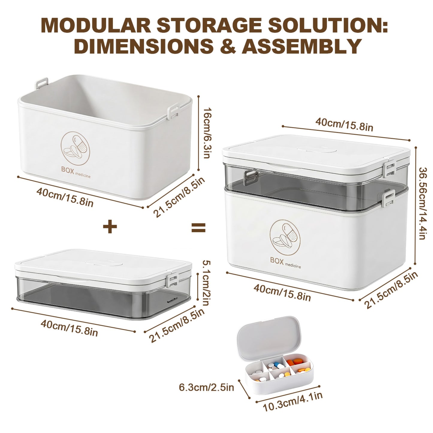 Asnews Large Medicine Organizer Box With Free Travel Pill Case – Portable First Aid Kit, Clear Medicine Storage With Handle & Secure Latch For Home