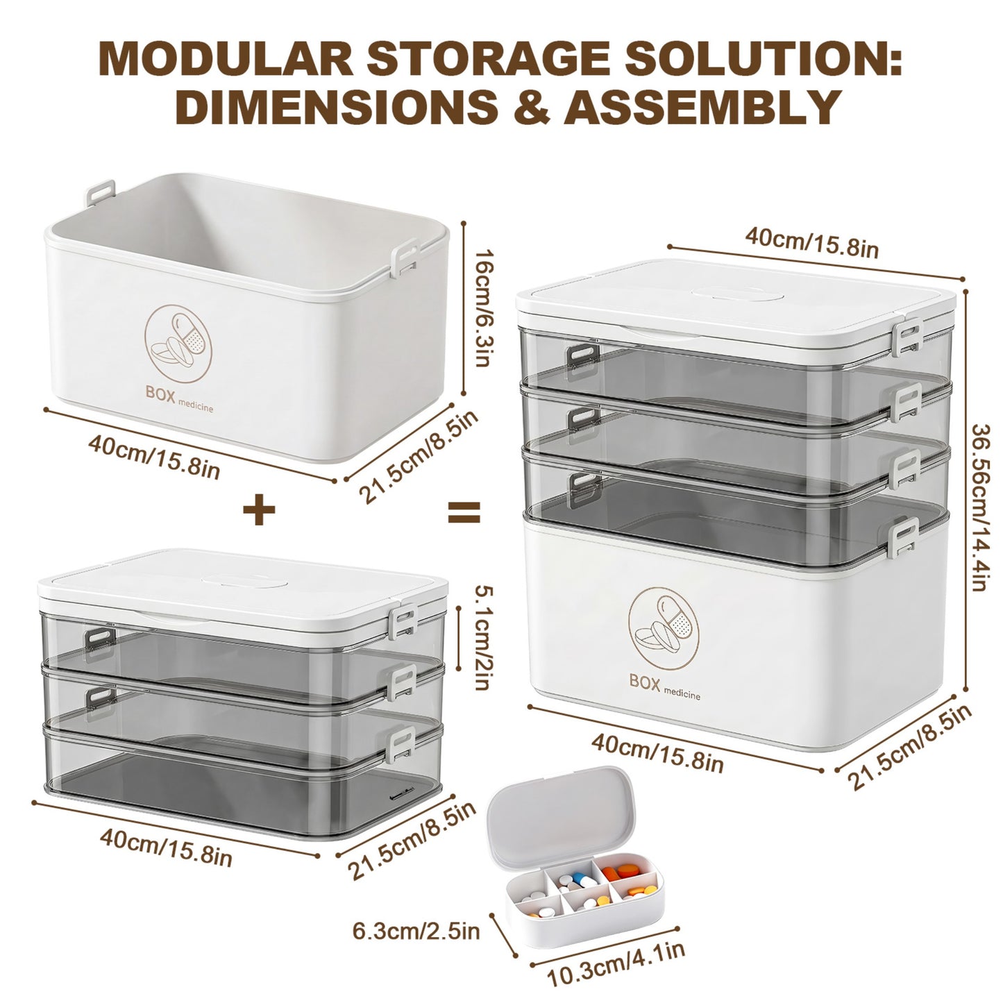 Asnews Large Medicine Organizer Box With Free Travel Pill Case – Portable First Aid Kit, Clear Medicine Storage With Handle & Secure Latch For Home