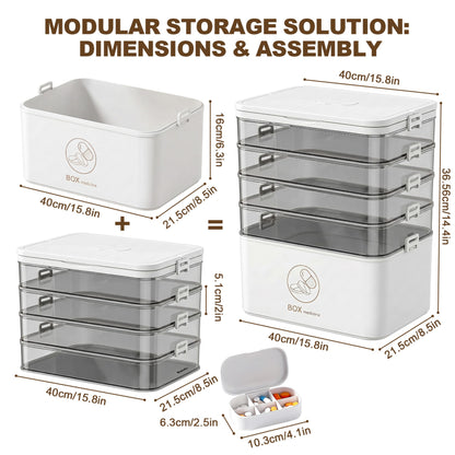 Asnews Large Medicine Organizer Box With Free Travel Pill Case – Portable First Aid Kit, Clear Medicine Storage With Handle & Secure Latch For Home