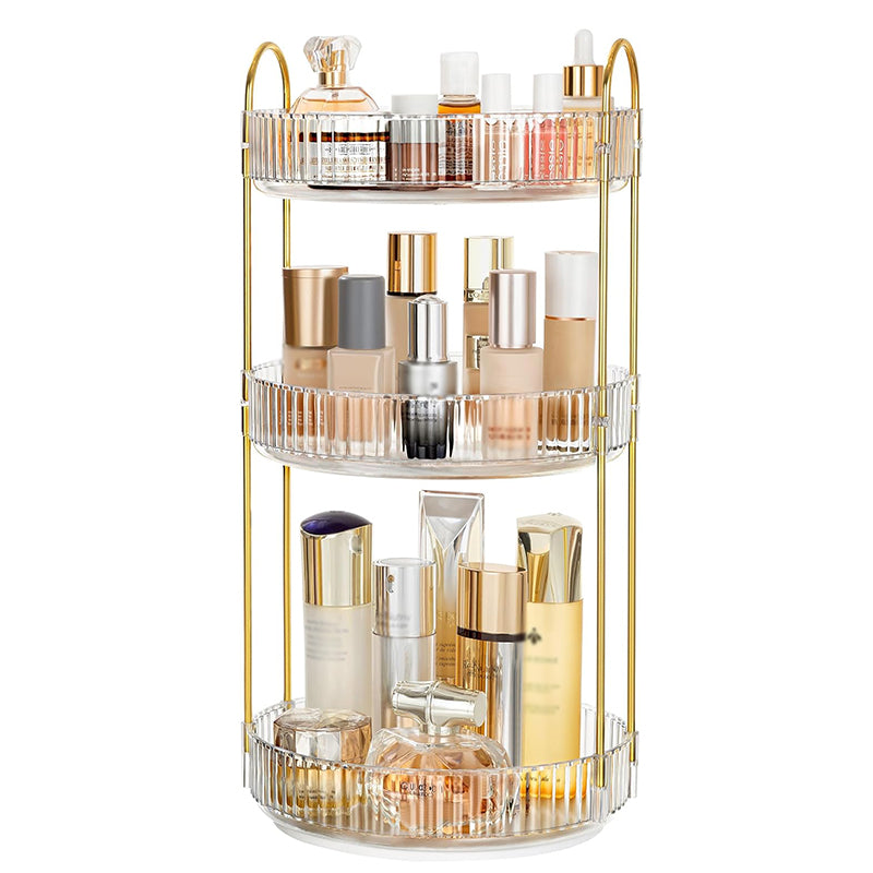 Asnews 360° Rotating Makeup Organizer, 2/3 Tier Adjustable Perfume Organizer for Dresser, Multi-Function Spinning Cosmetics Skincare Storage for Bedroom, Dresser, Countertop (Clear)
