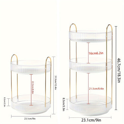 Asnews 360° Rotating Makeup Organizer, 2/3 Tier Adjustable Perfume Organizer for Dresser, Multi-Function Spinning Cosmetics Skincare Storage for Bedroom, Dresser, Countertop (Clear)