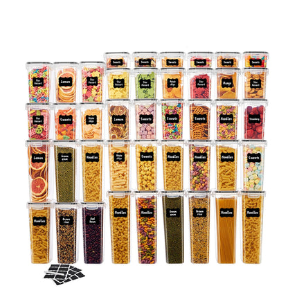 YHIPL 24 PCS Airtight Food Storage Containers with Lids, Kitchen Storage Container for Cereal, Dry Food, Flour and Sugar, BPA-Free, Includes 24 Labels