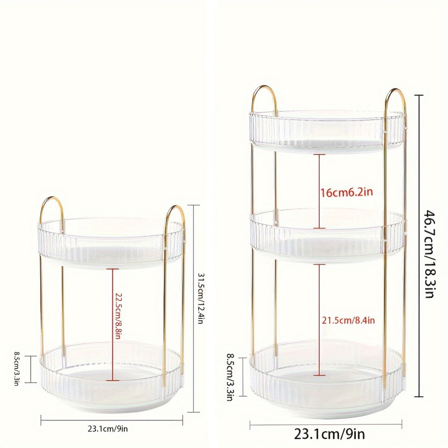 YHIPL 360° Rotating Adjustable Makeup Organizer, with Sturdy Metal Frame