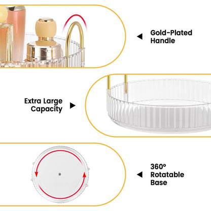 YHIPL 360° Rotating Adjustable Makeup Organizer, with Sturdy Metal Frame