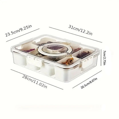 Asnews Divided Serving Tray with Lid and Handle, Snackle Box Charcuterie Container for Portable Snack Platters
