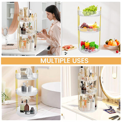 YHIPL 360° Rotating Adjustable Makeup Organizer, with Sturdy Metal Frame