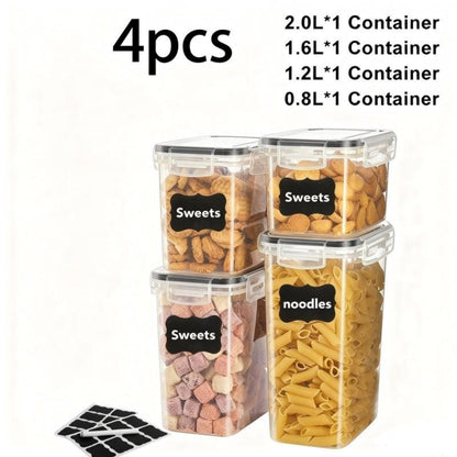 YHIPL 4 PCS Airtight Food Storage Containers with Lids for Kitchen Pantry Storage, Stackable Design, Food-Safe Material and Easy Organization