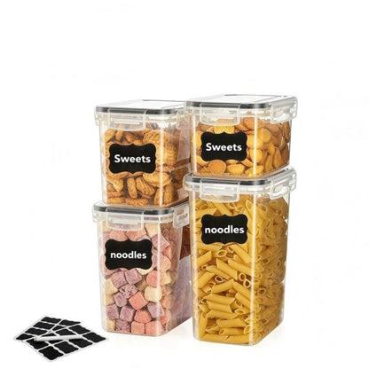 YHIPL 4 PCS Airtight Food Storage Containers with Lids for Kitchen Pantry Storage, Stackable Design, Food-Safe Material and Easy Organization