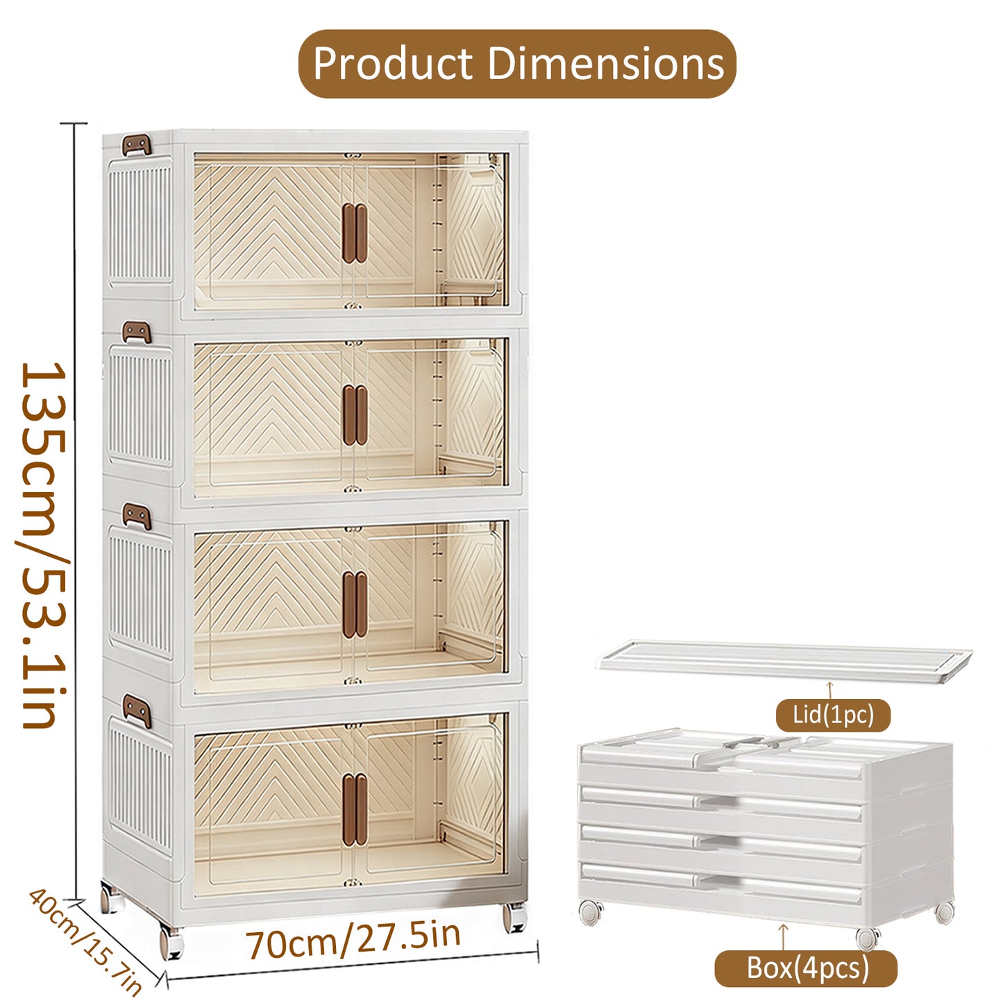 YHIPL Stackable Storage Bins with Lids & Magnetic Doors,  Foldable Storage Cabinet with Wheels, Transparent Plastic Storages Drawers for Bedrooms, Living Rooms, and Studies