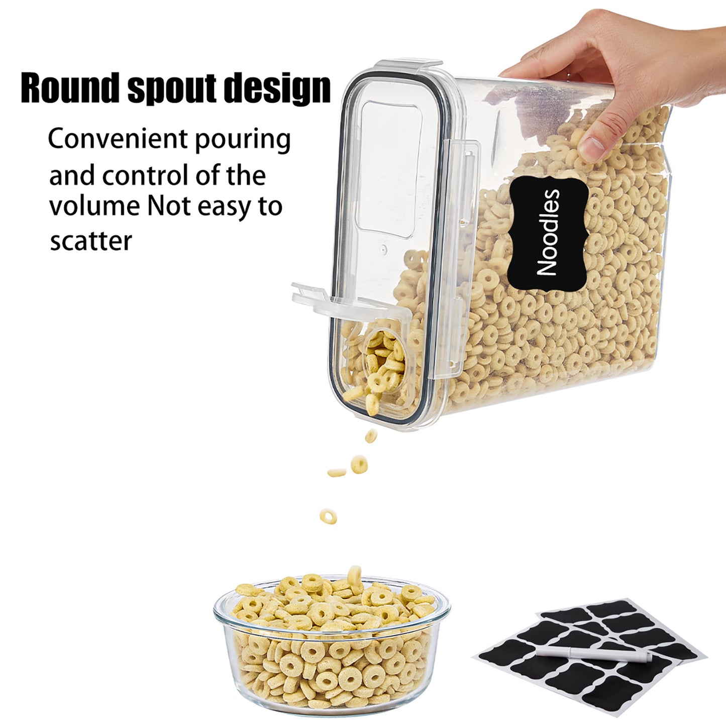 Asnews Kitchen Cereal Containers Storage Set with Lids – 4 Pack 2.5L/4L Airtight Food Storage Containers for Pantry Organization and Storage