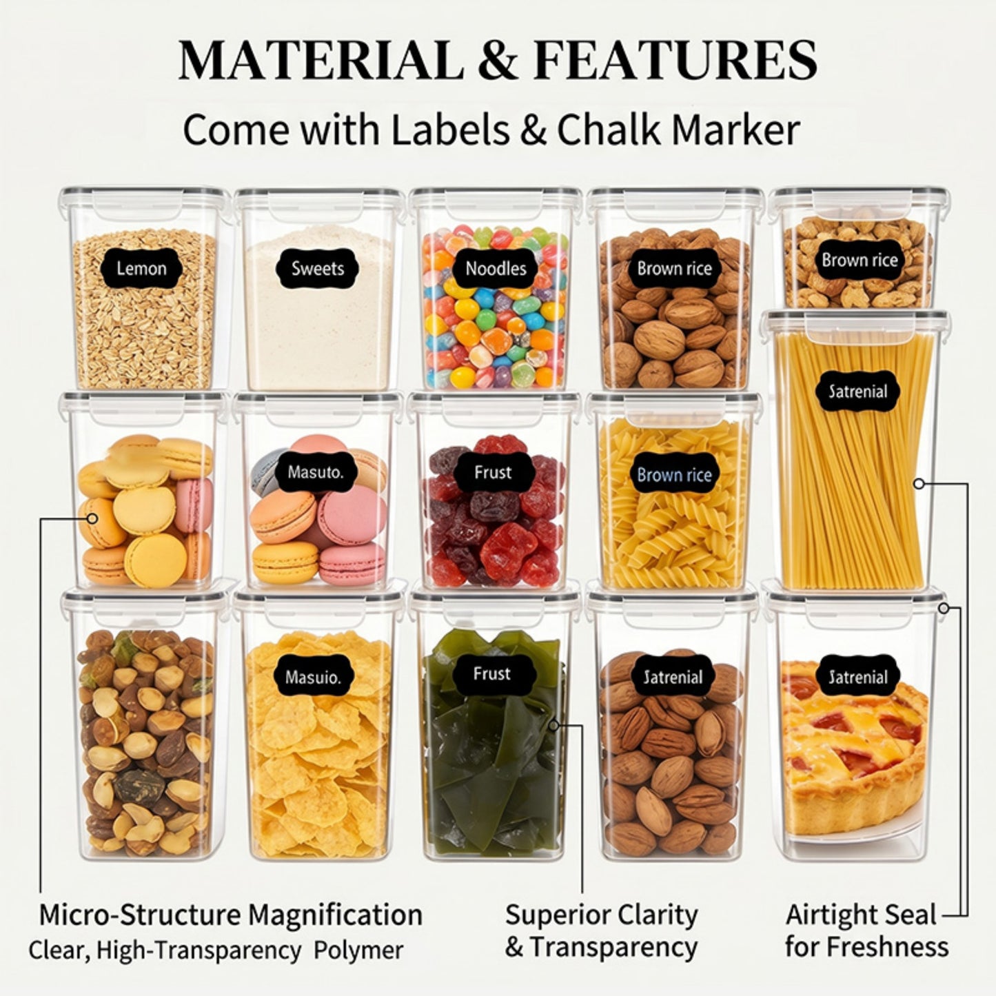 YHIPL 36PCS Airtight Food Storage Containers with Lids, Plastic Kitchen and Pantry Organization Canisters