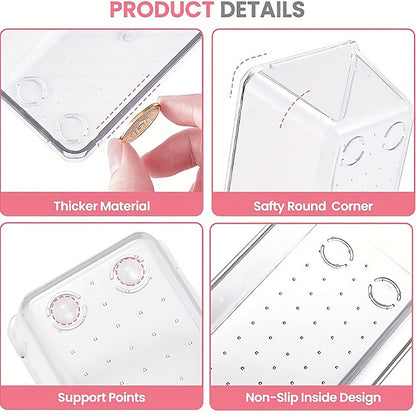 Asnews Plastic Drawer Organizers Set, Multiple Vanity Organizer, Makeup and Desk Drawer Organizer Trays, Organization and Storage for Makeup, Bathroom, Kitchen Utensils and Office